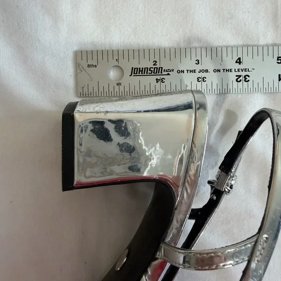 Zara Metallic Silver Slingback shoes heels size 8 Eur 39 - Picture 6 of 11